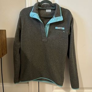 Columbia Pullover charcoal grey and teal. Women’s XS